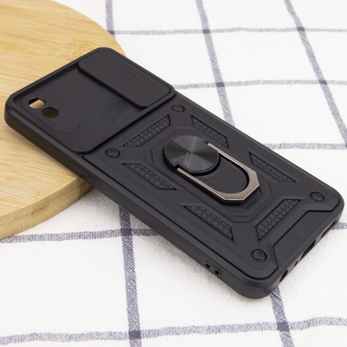 Чохол для xiaomi redmi 9a / M2006C3LG сяомі редмі 9а протиударний бампер зі шторкою й кільцем (чорний) - Зображення 3