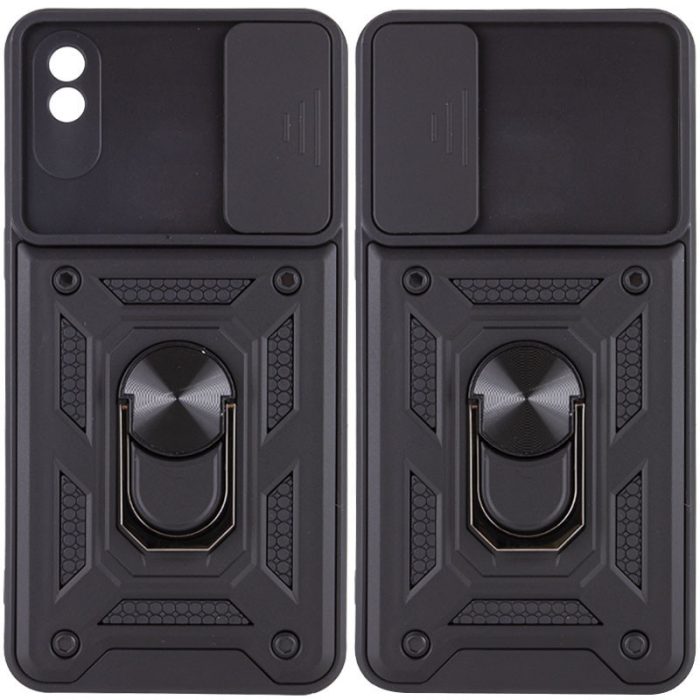 Чохол для xiaomi redmi 9a / M2006C3LG сяомі редмі 9а протиударний бампер зі шторкою й кільцем (чорний)