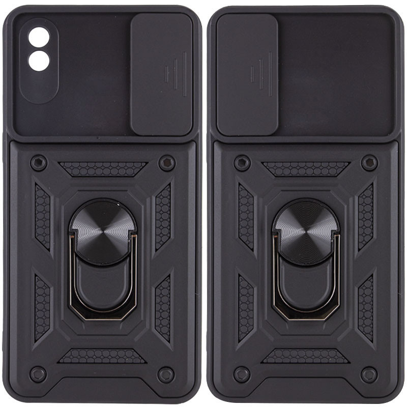 Чохол для xiaomi redmi 9a / M2006C3LG сяомі редмі 9а протиударний бампер зі шторкою й кільцем (чорний)
