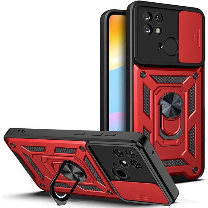 Чохол для Xiaomi redmi 12c / сяомі редмі 12с протиударний бампер зі шторкою і кільцем (чорний) - Зображення 4