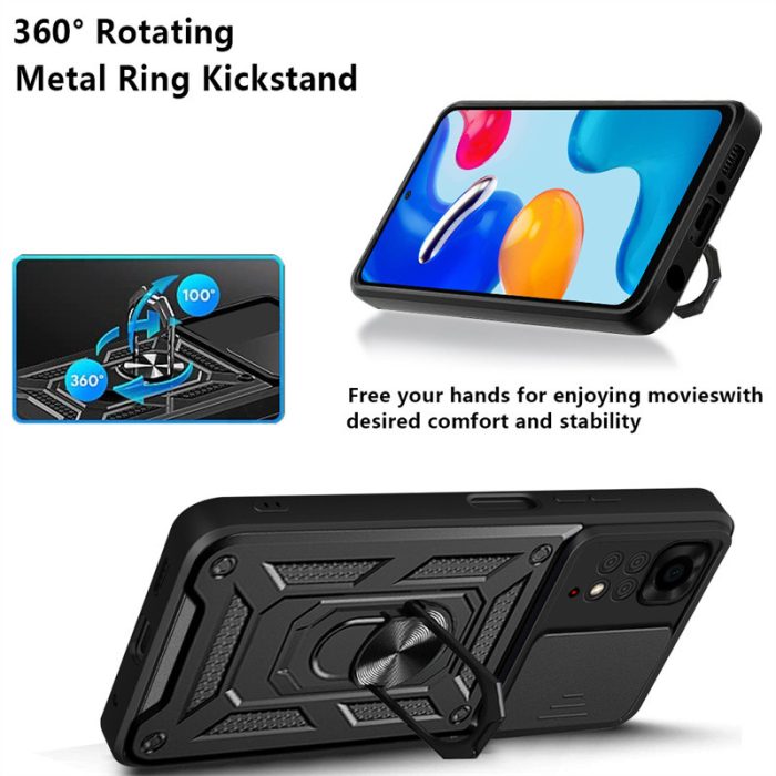 Чохол для Xiaomi redmi Note 12 pro 4g / 2209116AG / протиударний зі шторкою для камери та кільцем (чорний) - Зображення 5