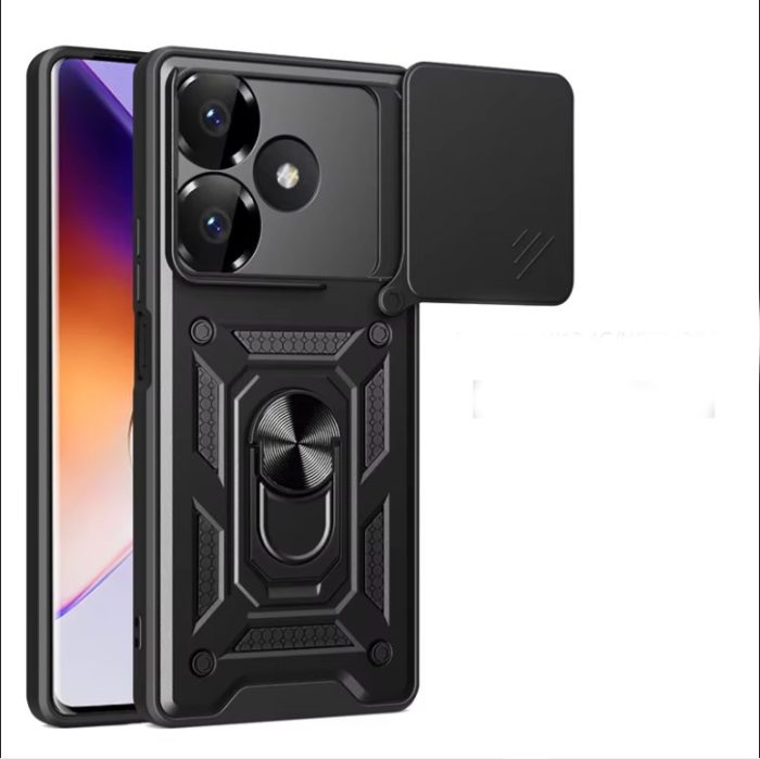 Чохол для xiaomi redmi 13 4g протиударний бампер зі шторкою для камери та кільцем на сяомі редмі 13 (чорний) - Зображення 3