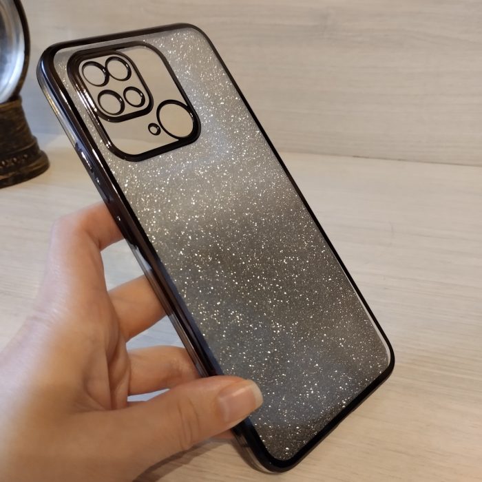 Чохол на xiaomi redmi 10c силіконова жіноча накладка блискучий градієнт сірий - Зображення 8