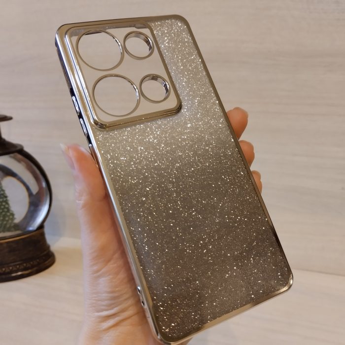 Чохол на xiaomi redmi Note 13 pro 5g / poco X6 5g силіконова жіноча накладка блискучий градієнт сріблястий - Зображення 4