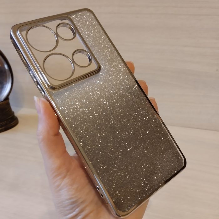 Чохол на xiaomi redmi Note 13 pro 5g / poco X6 5g силіконова жіноча накладка блискучий градієнт сріблястий - Зображення 5