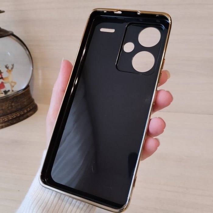 Чохол для xiaomi redmi Note 13 pro plus 5g жіночий силіконовий із золотистою рамкою Luxury (чорний) - Зображення 8
