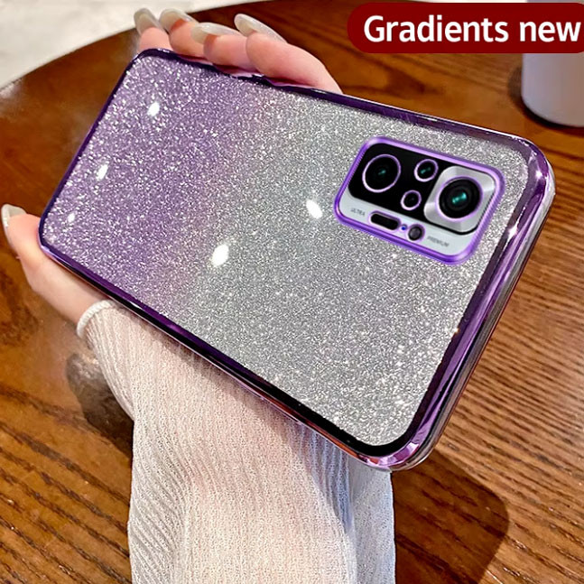 Чохол на Xiaomi redmi Note 10 4g/10s силіконова жіноча накладка блискучий градієнт фіолетовий