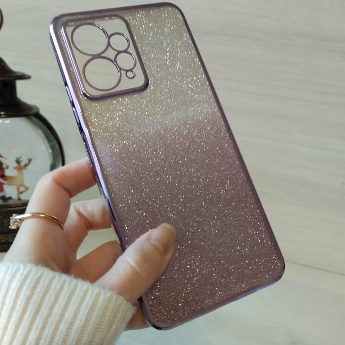 Чохол на xiaomi redmi Note 12 4g силіконова жіноча накладка блискучий градієнт фіолетовий - Зображення 4