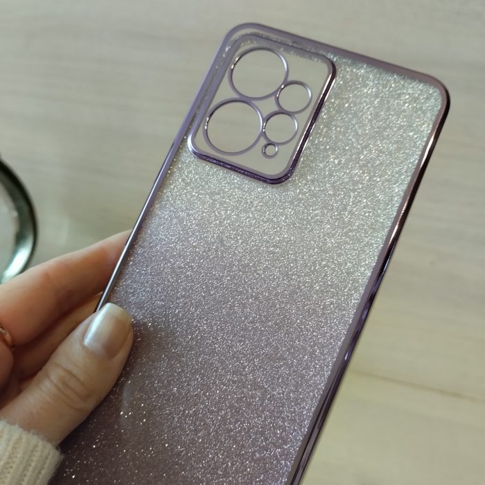 Чохол на xiaomi redmi Note 12 4g силіконова жіноча накладка блискучий градієнт фіолетовий - Зображення 7