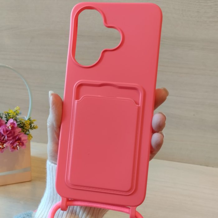 Чохол для xiaomi redmi 13 4g силіконовий з ремінцем на шию і кишенею для картки Wave Colorful рожевий - Зображення 3