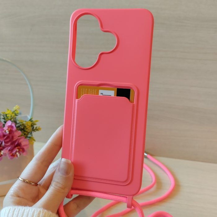Чохол для xiaomi redmi 13 4g силіконовий з ремінцем на шию і кишенею для картки Wave Colorful рожевий