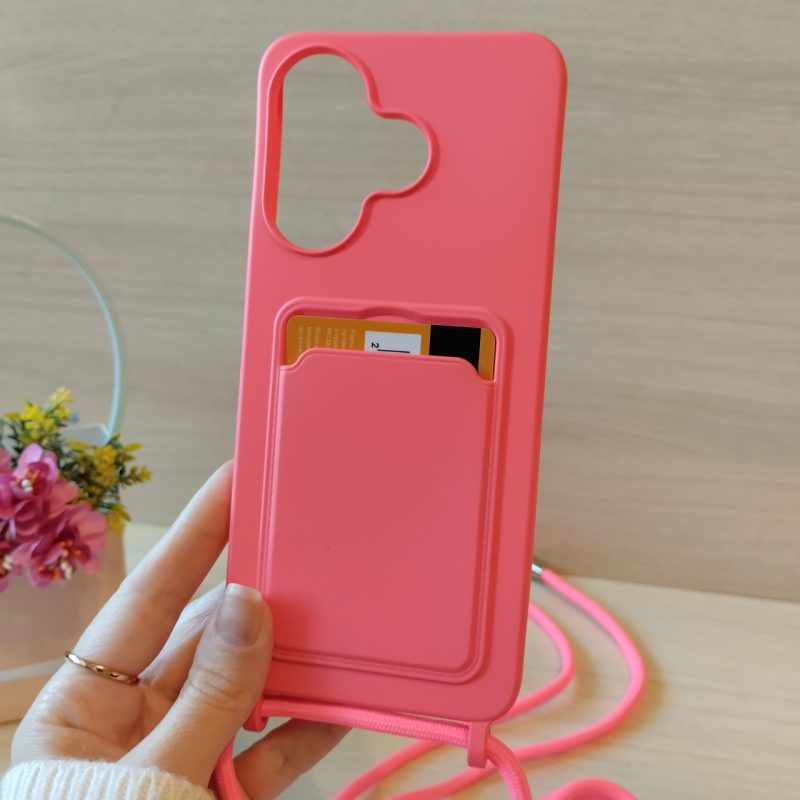 Чохол для xiaomi redmi 13 4g силіконовий з ремінцем на шию і кишенею для картки Wave Colorful рожевий
