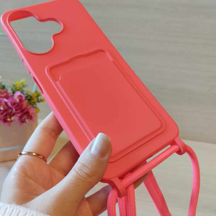 Чохол для xiaomi redmi 13 4g силіконовий з ремінцем на шию і кишенею для картки Wave Colorful рожевий - Зображення 5