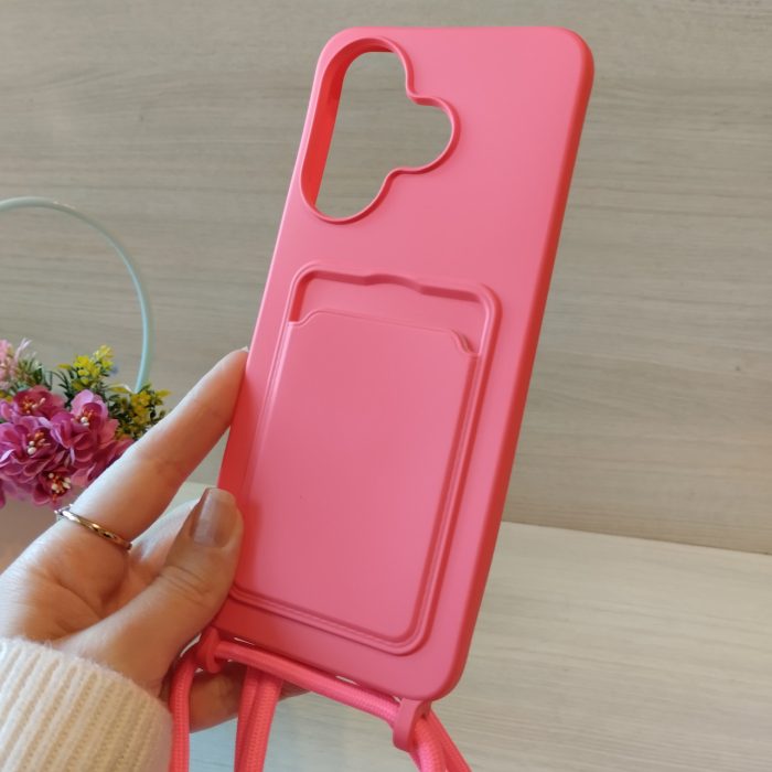 Чохол для xiaomi redmi 13 4g силіконовий з ремінцем на шию і кишенею для картки Wave Colorful рожевий - Зображення 4