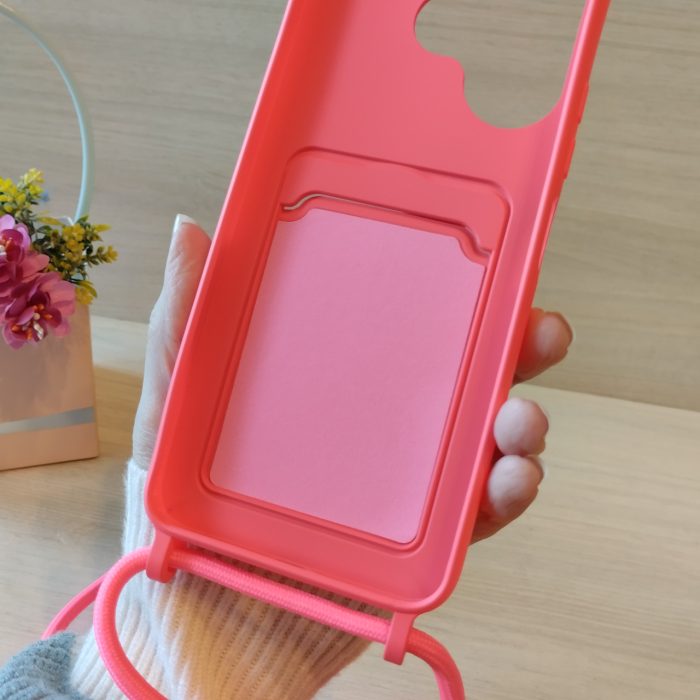 Чохол для xiaomi redmi 13 4g силіконовий з ремінцем на шию і кишенею для картки Wave Colorful рожевий - Зображення 7