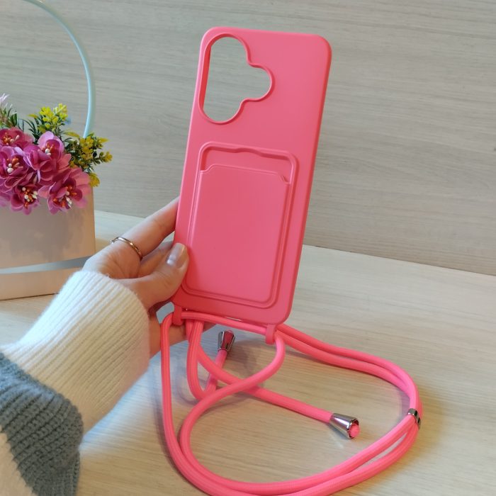 Чохол для xiaomi redmi 13 4g силіконовий з ремінцем на шию і кишенею для картки Wave Colorful рожевий - Зображення 6