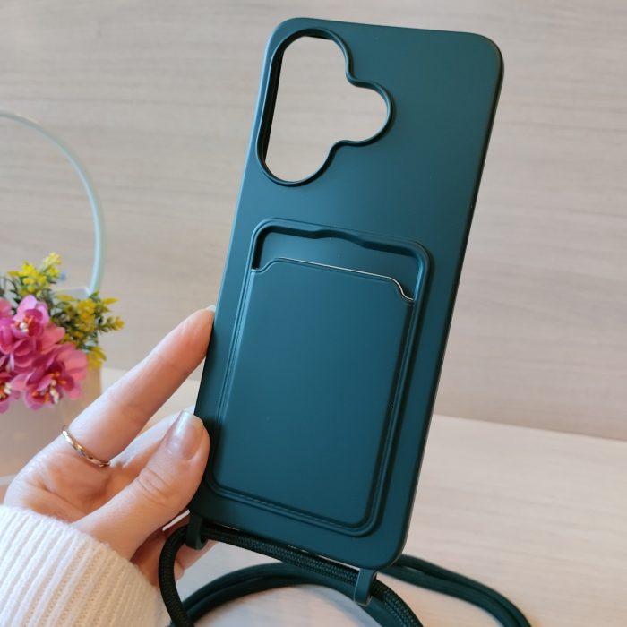 Чохол для xiaomi redmi 13 4g силіконовий з ремінцем на шию і кишенею для картки Wave Colorful зелений - Зображення 3