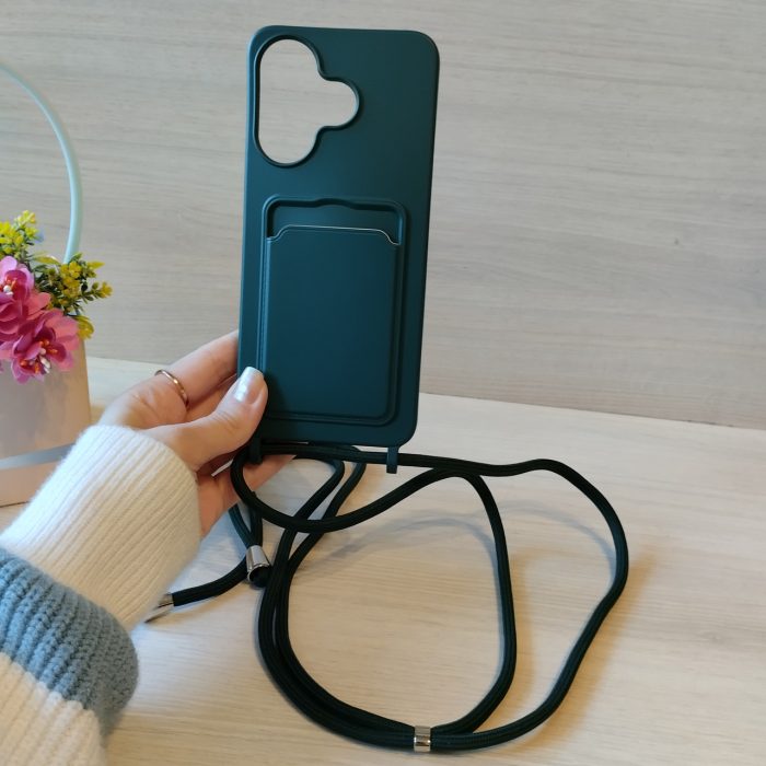 Чохол для xiaomi redmi 13 4g силіконовий з ремінцем на шию і кишенею для картки Wave Colorful зелений - Зображення 6