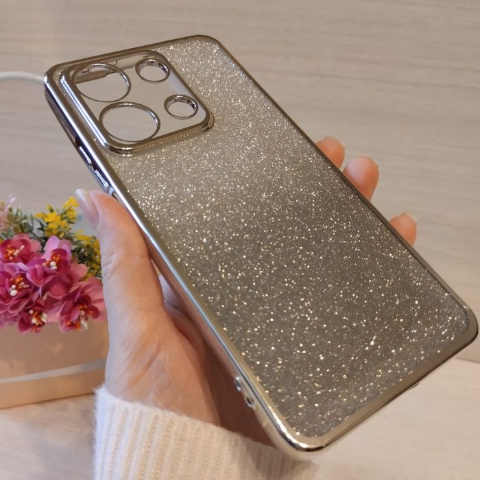 Чохол на xiaomi redmi Note 13 4g силіконова жіноча накладка блискучий градієнт сріблястий - Зображення 5