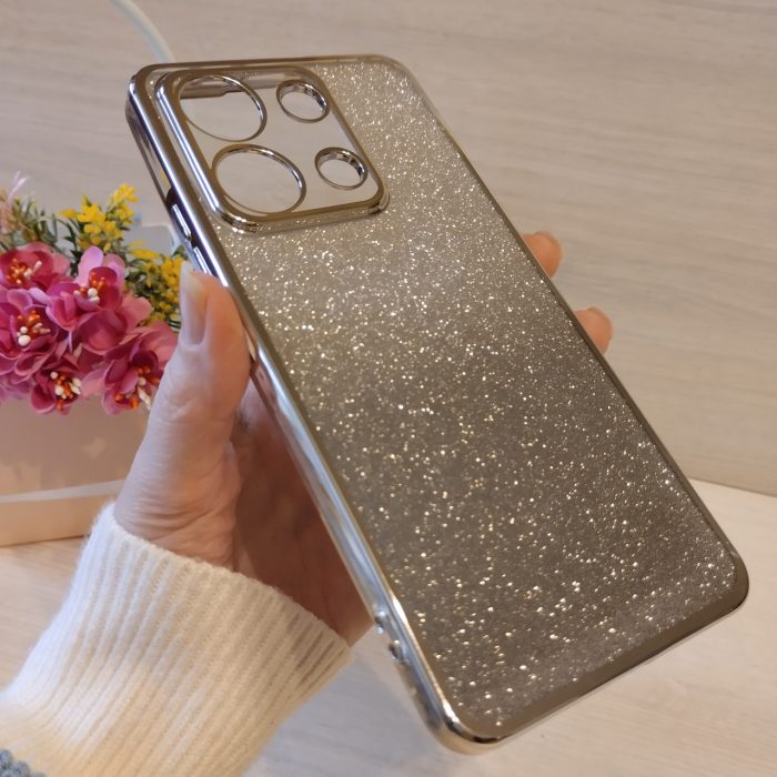 Чохол на xiaomi redmi Note 13 4g силіконова жіноча накладка блискучий градієнт сріблястий - Зображення 6
