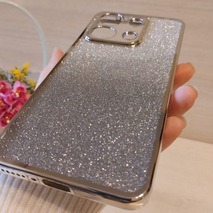 Чохол на xiaomi redmi Note 13 4g силіконова жіноча накладка блискучий градієнт сріблястий - Зображення 8