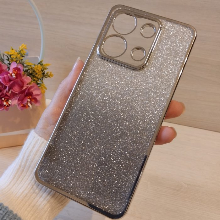 Чохол на xiaomi redmi Note 13 4g силіконова жіноча накладка блискучий градієнт сріблястий - Зображення 3