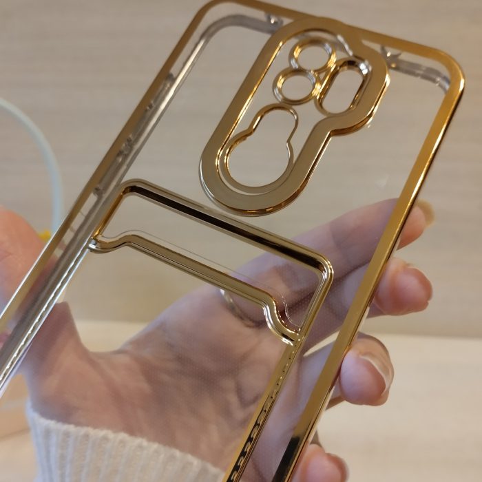 Чохол на xiaomi redmi Note 8 pro силіконовий жіночий із золотистою рамкою та кишенею під картки - Зображення 6