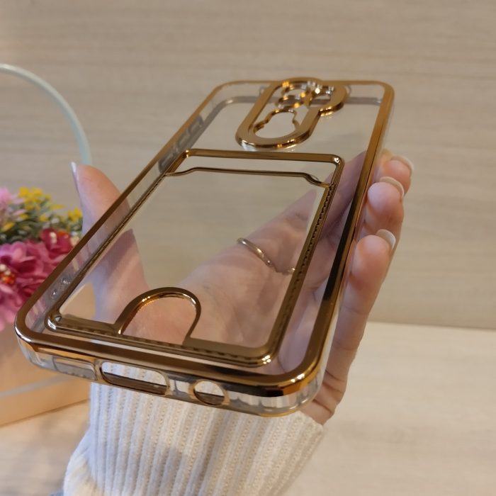 Чохол на xiaomi redmi Note 8 pro силіконовий жіночий із золотистою рамкою та кишенею під картки - Зображення 7