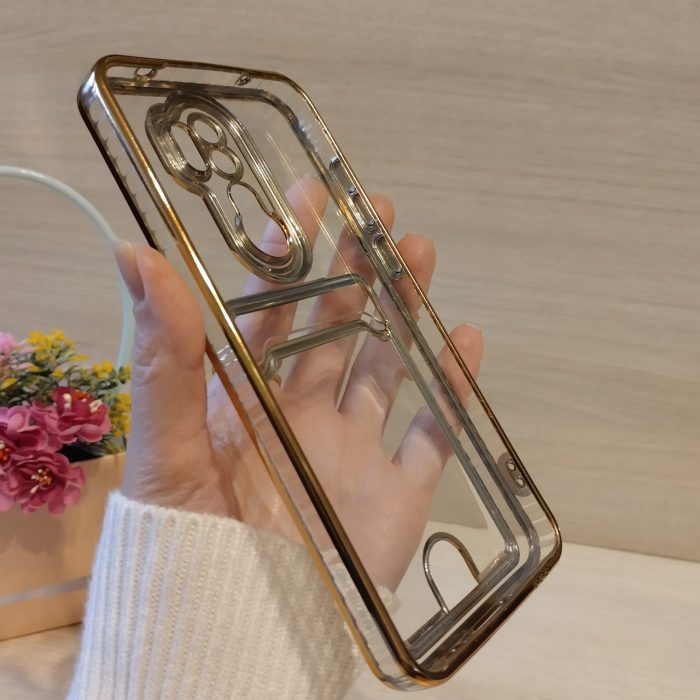 Чохол на xiaomi redmi Note 8 pro силіконовий жіночий із золотистою рамкою та кишенею під картки - Зображення 8