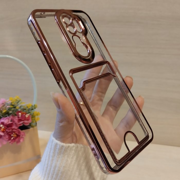 Чохол на xiaomi redmi Note 8 pro силіконовий жіночий з рожевою рамкою та кишенею під картки - Зображення 4