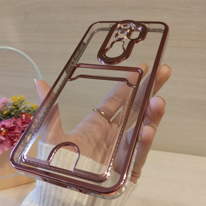 Чохол на xiaomi redmi Note 8 pro силіконовий жіночий з рожевою рамкою та кишенею під картки - Зображення 3