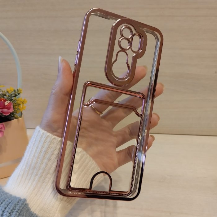 Чохол на xiaomi redmi Note 8 pro силіконовий жіночий з рожевою рамкою та кишенею під картки - Зображення 5