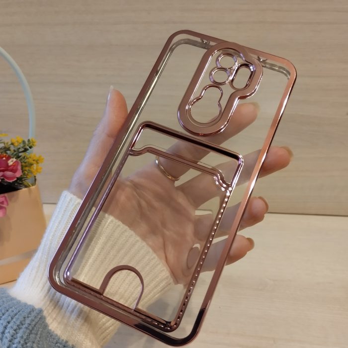Чохол на xiaomi redmi Note 8 pro силіконовий жіночий з рожевою рамкою та кишенею під картки - Зображення 6