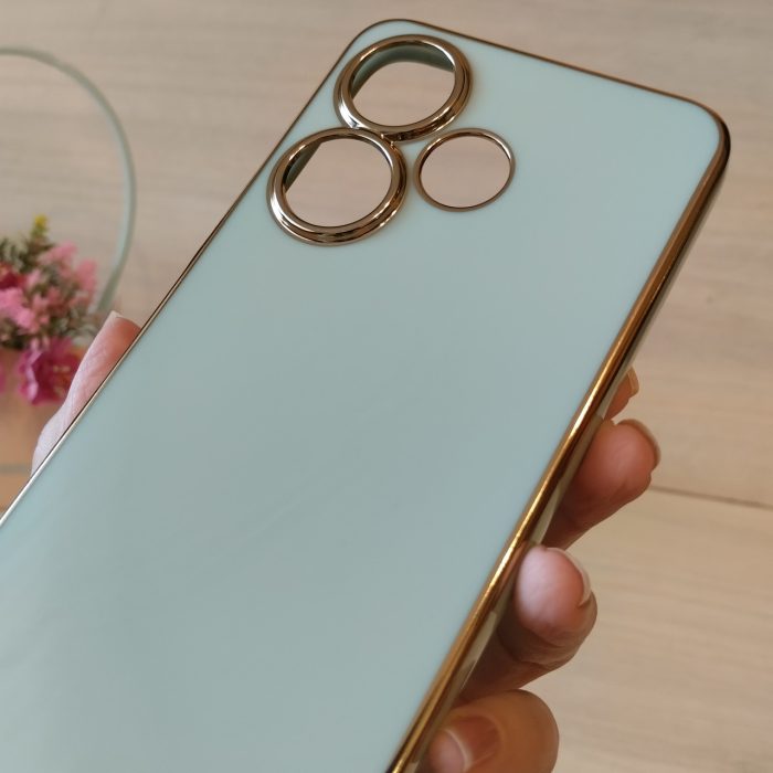Чохол для Xiaomi redmi 13 4g жіночий силіконовий із золотистою рамкою Luxury (мятний) - Зображення 8