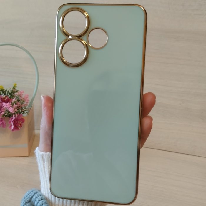 Чохол для Xiaomi redmi 13 4g жіночий силіконовий із золотистою рамкою Luxury (мятний) - Зображення 2