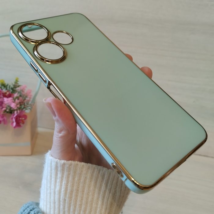 Чохол для Xiaomi redmi 13 4g жіночий силіконовий із золотистою рамкою Luxury (мятний) - Зображення 5