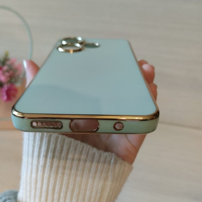Чохол для Xiaomi redmi 13 4g жіночий силіконовий із золотистою рамкою Luxury (мятний) - Зображення 9
