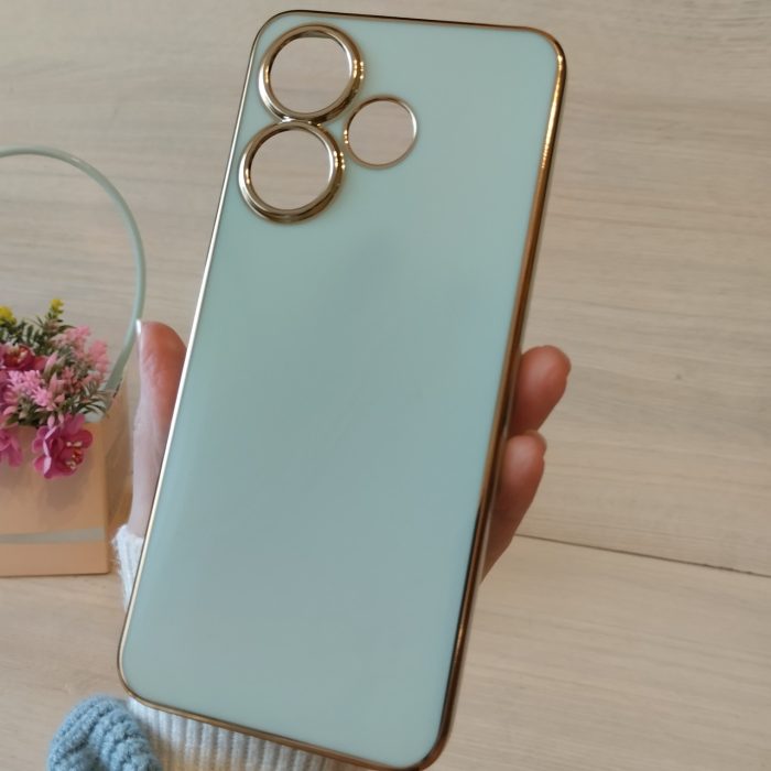 Чохол для Xiaomi redmi 13 4g жіночий силіконовий із золотистою рамкою Luxury (мятний) - Зображення 3
