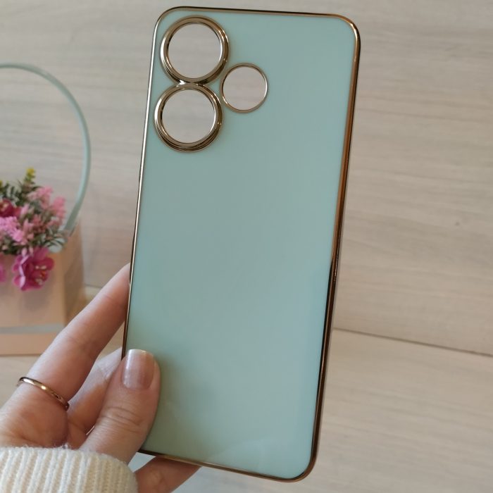 Чохол для Xiaomi redmi 13 4g жіночий силіконовий із золотистою рамкою Luxury (мятний) - Зображення 4