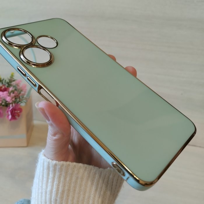 Чохол для Xiaomi redmi 13 4g жіночий силіконовий із золотистою рамкою Luxury (мятний) - Зображення 6