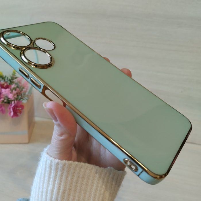 Чохол для Xiaomi redmi 13 4g жіночий силіконовий із золотистою рамкою Luxury (мятний) - Зображення 7