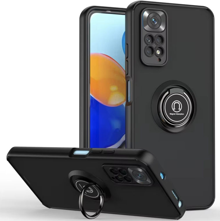 Чохол для xiaomi redmi Note 11 pro протиударний ударостійкий бампер із магнітним кільцем (чорний)