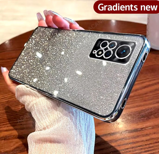 Чохол на xiaomi redmi Note 11 4g / 11s силіконова жіноча накладка блискучий градієнт сріблястий