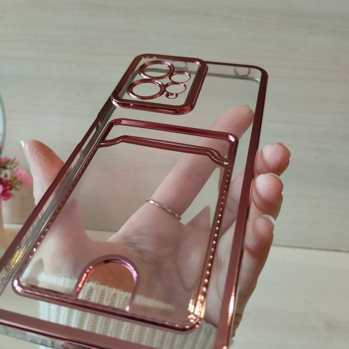 Чохол на xiaomi redmi Note 12 4g силіконовий жіночий з золотистою рамкою та кишенею під картки - Зображення 6