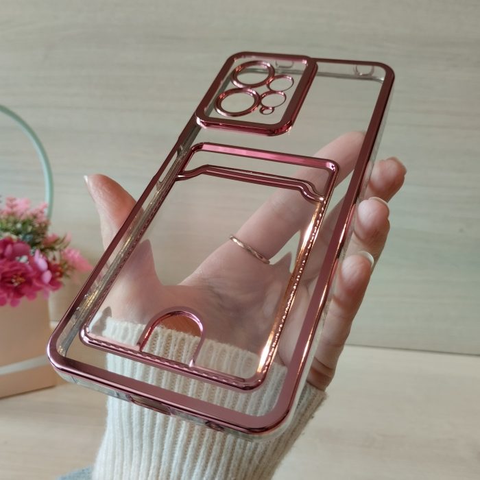 Чохол на xiaomi redmi Note 12 4g силіконовий жіночий з золотистою рамкою та кишенею під картки - Зображення 7