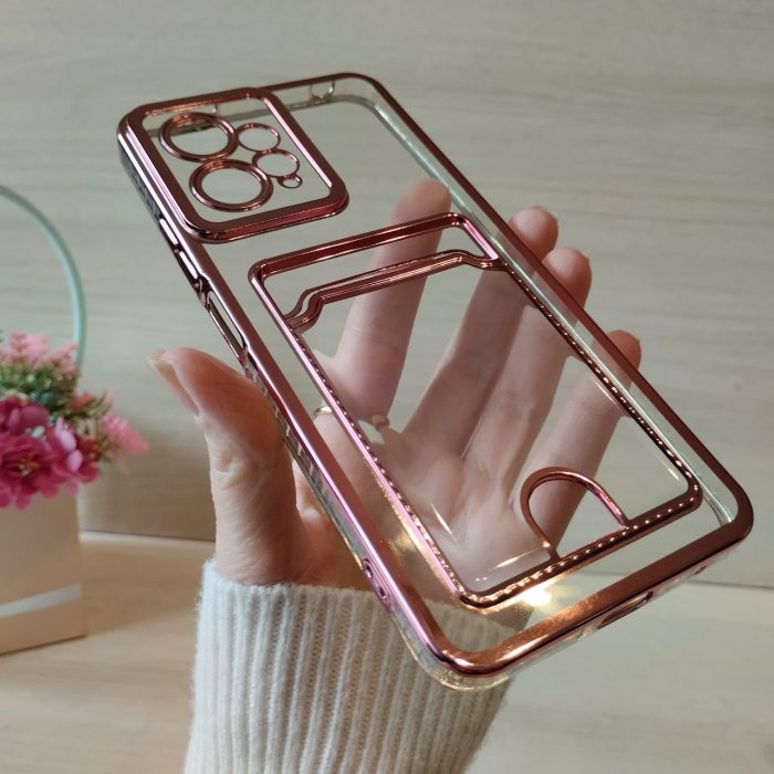Чохол на xiaomi redmi Note 12 4g силіконовий жіночий з золотистою рамкою та кишенею під картки - Зображення 5