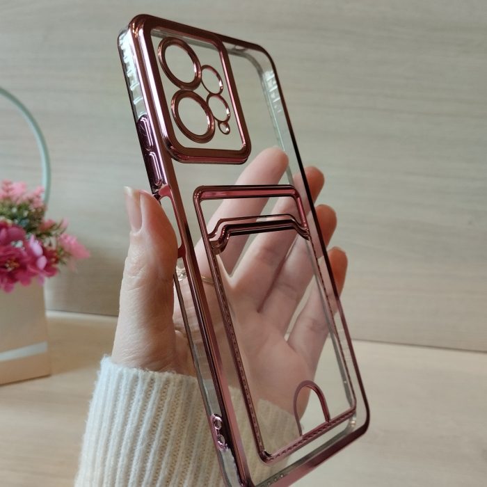 Чохол на xiaomi redmi Note 12 4g силіконовий жіночий з золотистою рамкою та кишенею під картки - Зображення 8