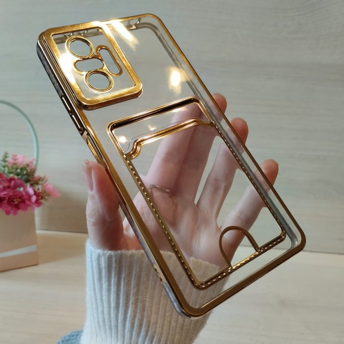 Чохол на xiaomi redmi Note 10 pro силіконовий  із золотистою рамкою та кишенею під картки - Зображення 4