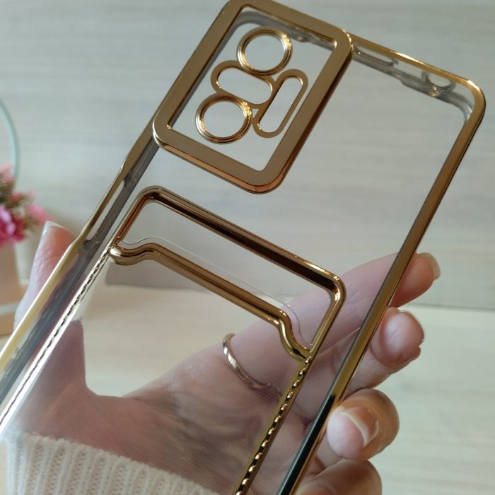 Чохол на xiaomi redmi Note 10 pro силіконовий  із золотистою рамкою та кишенею під картки - Зображення 8