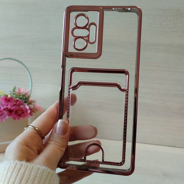 Чохол на xiaomi redmi Note 10 pro силіконовий  з рожевою рамкою та кишенею під картки - Зображення 3